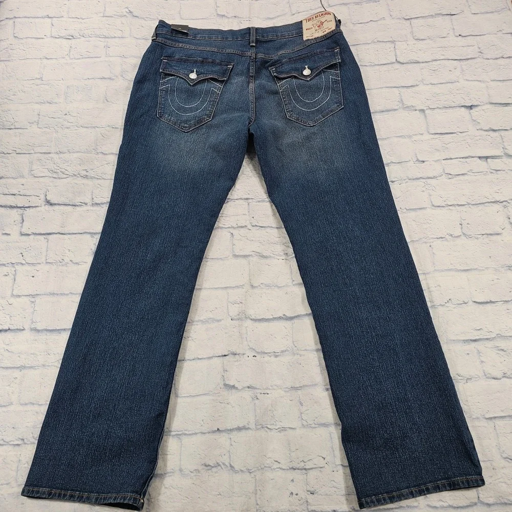 True Religion Billy Relaxed Bootcut Jeans MENS 38x33.5 Blue Dark Wash Denim